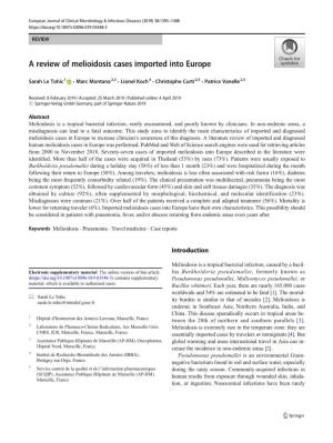 A Review of Melioidosis Cases Imported Into Europe