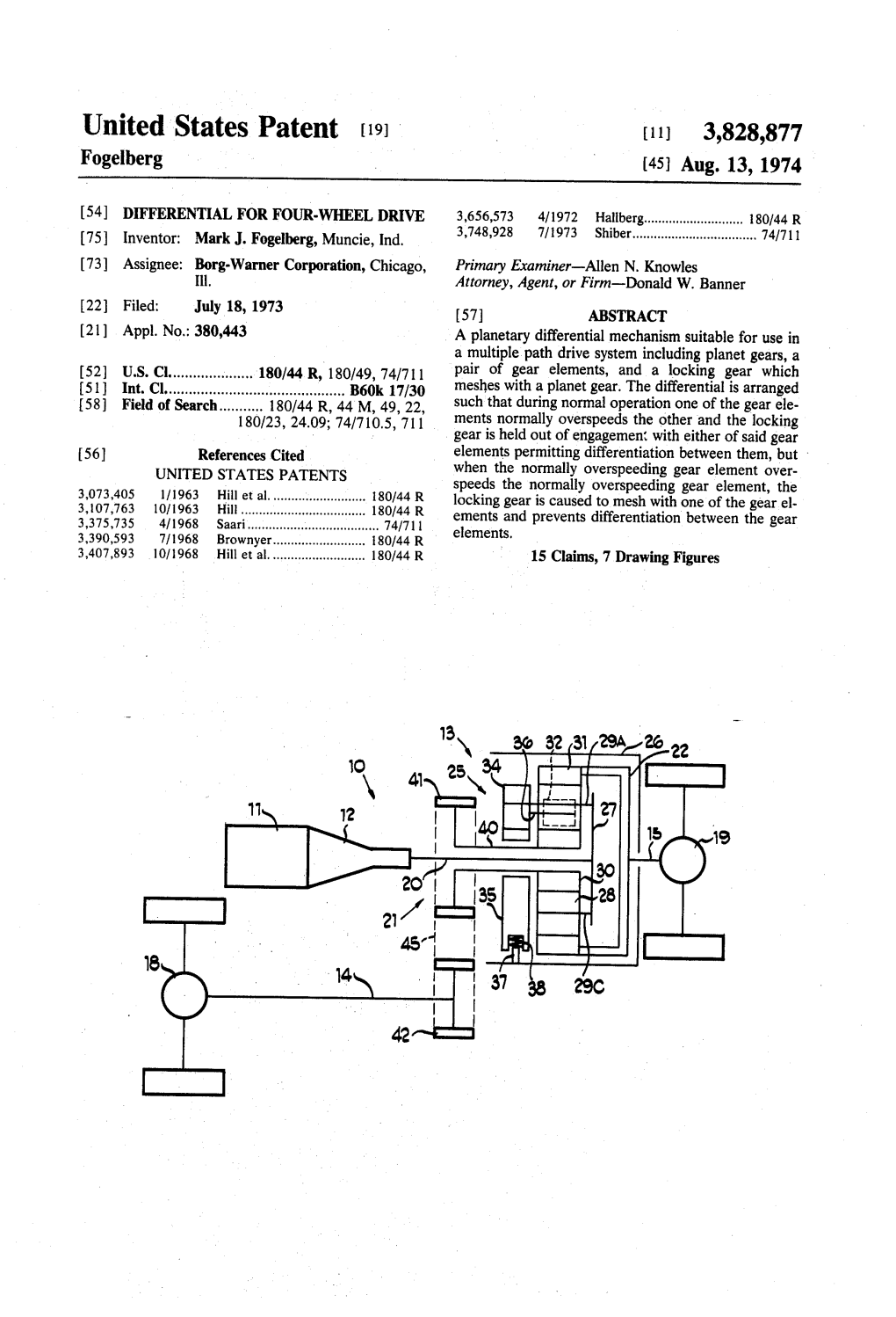 United States Patent (19) (11) 3,828,877 Fogelberg (45) Aug