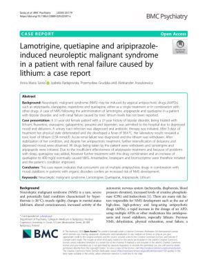 Lamotrigine, Quetiapine and Aripiprazole-Induced Neuroleptic