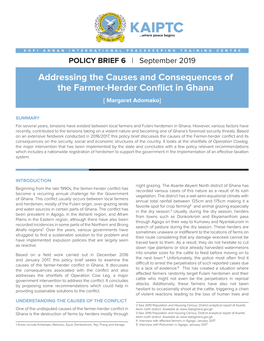 Addressing the Causes and Consequences of the Farmer-Herder Conflict in Ghana [ Margaret Adomako]