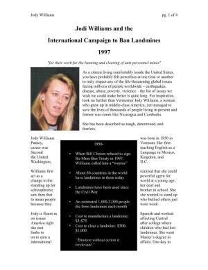 Jodi Williams and the International Campaign to Ban Landmines 1997