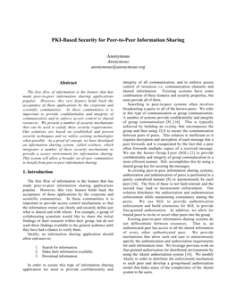 PKI-Based Security for Peer-To-Peer Information Sharing