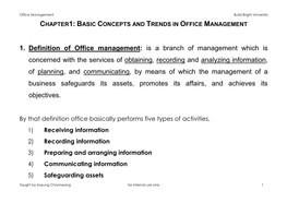Chapter1: Basic Concepts and Trends in Office Management