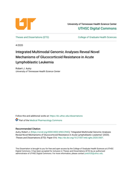 Integrated Multimodal Genomic Analyses Reveal Novel Mechanisms of Glucocorticoid Resistance in Acute Lymphoblastic Leukemia