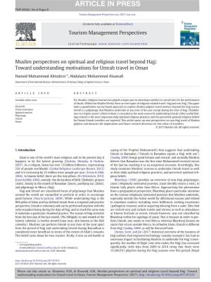 Muslim Perspectives on Spiritual and Religious Travel Beyond Hajj: Toward Understanding Motivations for Umrah Travel in Oman