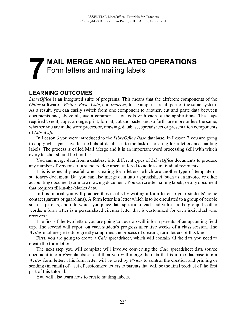 7 Mail Merge and Related Operations