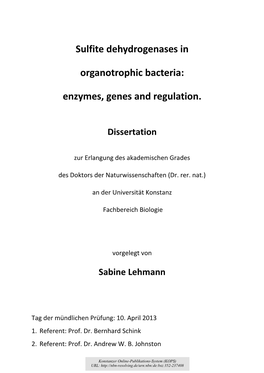 Sulfite Dehydrogenases in Organotrophic Bacteria : Enzymes