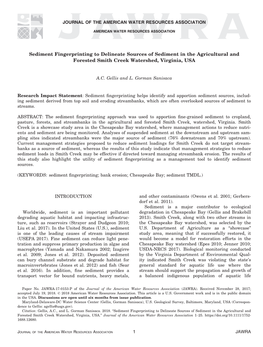 Sediment Fingerprinting to Delineate Sources of Sediment in the Agricultural and Forested Smith Creek Watershed, Virginia, USA