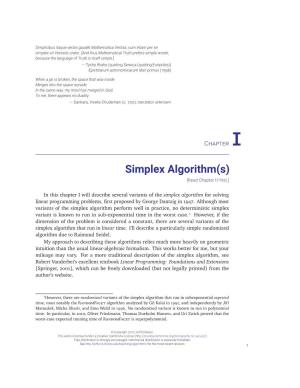Simplex Algorithm(S)