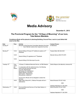 Media Advisory