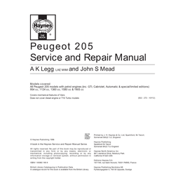 Peugeot 205 Service and Repair Manual