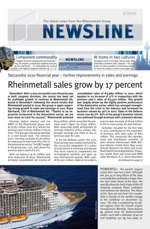 Rheinmetall Sales Grow by 17 Percent Düsseldorf