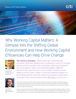 Why Working Capital Matters: a Glimpse Into the Shifting Global Environment and How Working Capital Efficiencies Can Help Drive Change