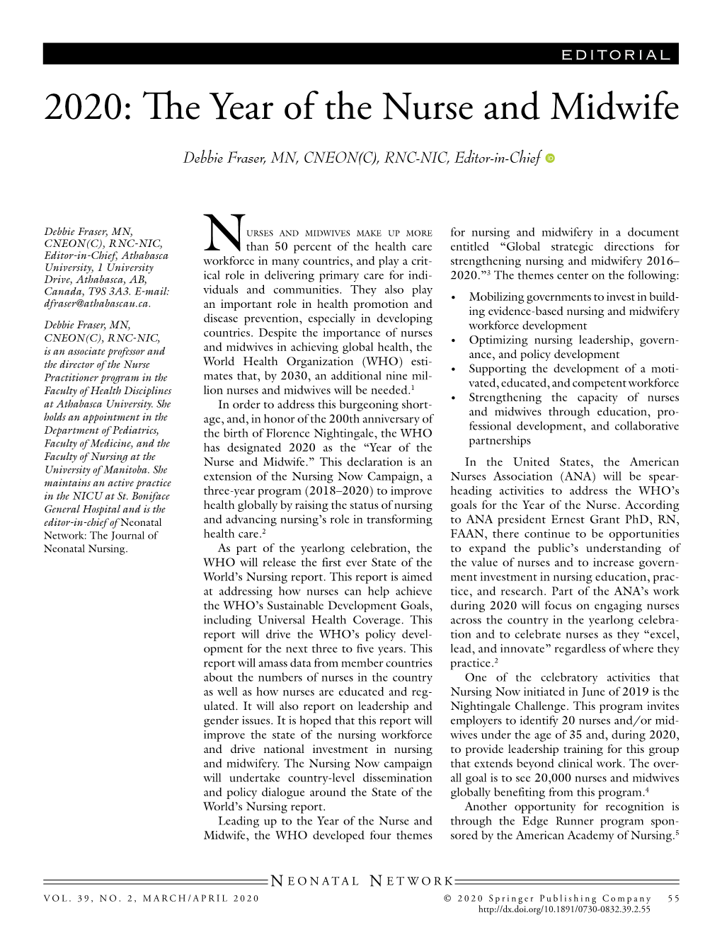 2020: the Year of the Nurse and Midwife