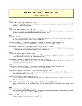 ANU SHRIMP PUBLICATIONS: 1977 - 2007 (Updated 27 February 2008)