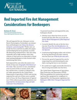 Red Imported Fire Ant Management Considerations for Beekeepers
