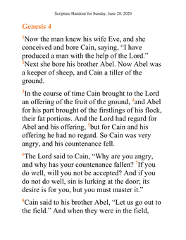 Genesis 4 Now the Man Knew His Wife Eve