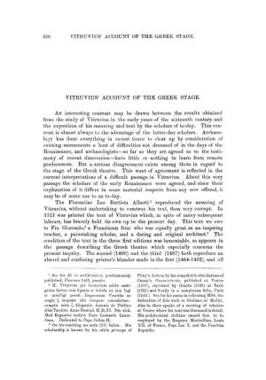 356 Vitruvius' Account of the Greek Stage. Vitruvius