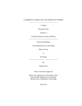 Cambodian Americans and Their Life Stories ______