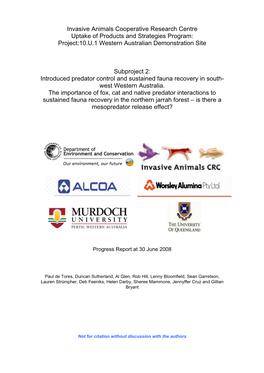 Northern Jarrah Forest – Is There a Mesopredator Release Effect?