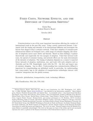 Fixed Costs, Network Effects, and the Diffusion of Container Shipping∗