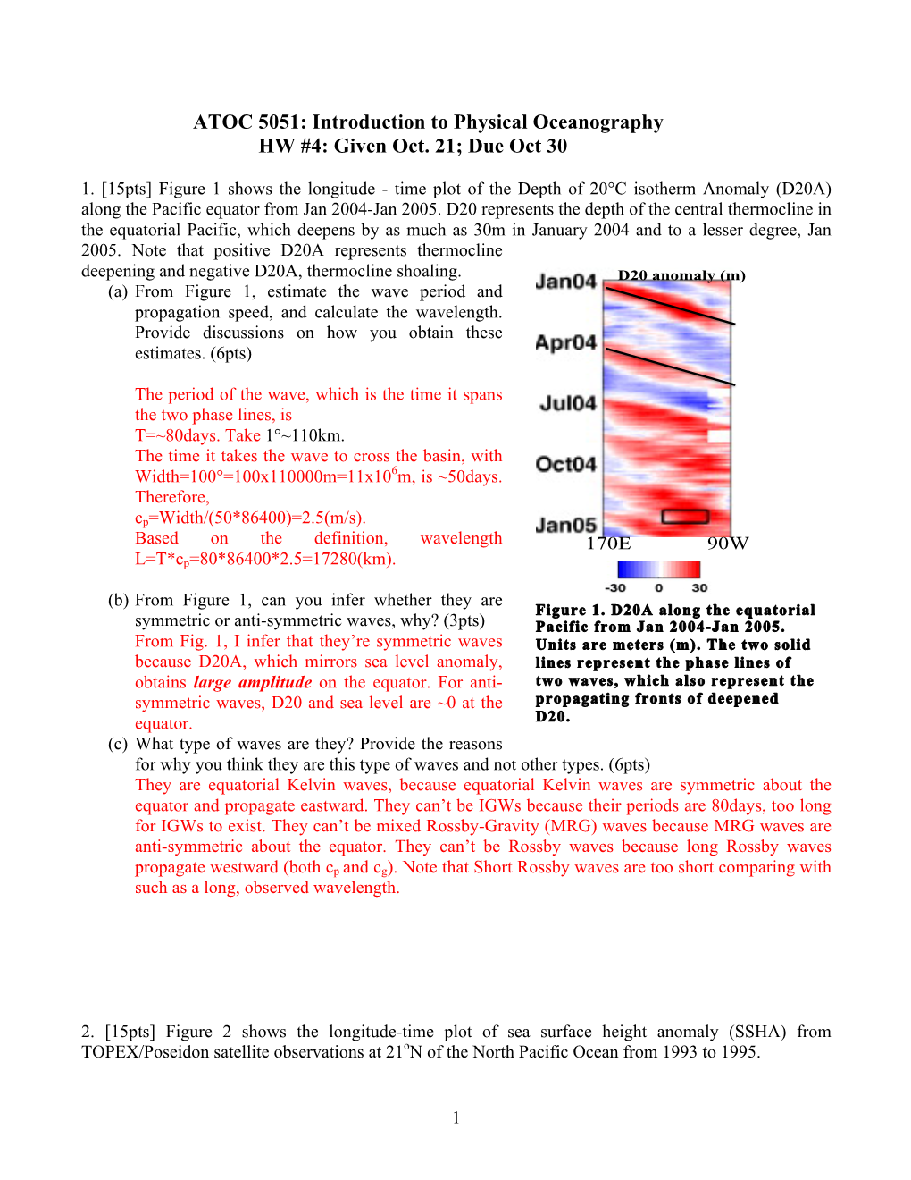 ATOC 5051: Introduction to Physical Oceanography HW #4: Given Oct