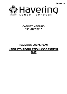Habitats Regulation Assessment 2017