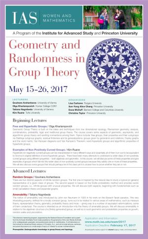 Geometry and Randomness in Group Theory May 15-26, 2017