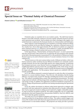 Special Issue on “Thermal Safety of Chemical Processes”