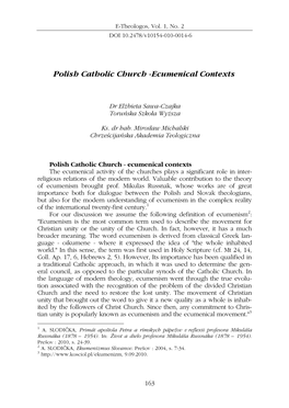 Polish Catholic Church -Ecumenical Contexts