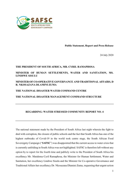 1 President Ramaphosa Public Statement, Report and Press