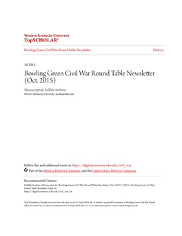 Bowling Green Civil War Round Table Newsletter History