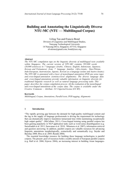 Building and Annotating the Linguistically Diverse NTU-MC (NTU — Multilingual Corpus)