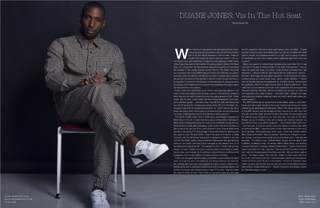 DUANE JONES: Vis in the Hot Seat