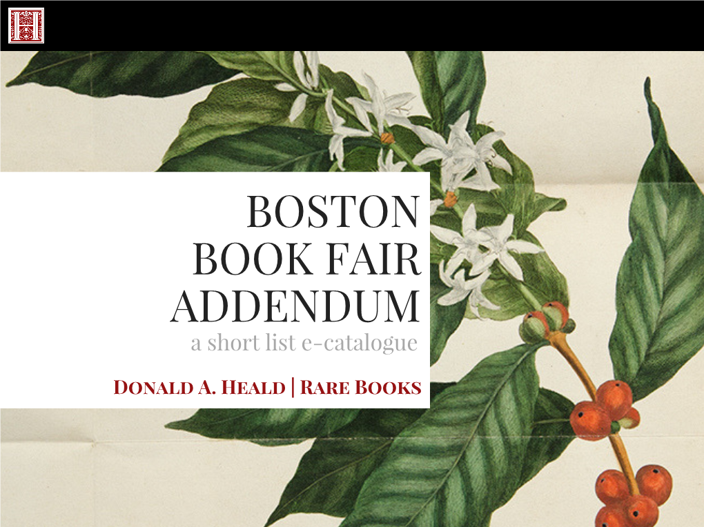 BOSTON BOOK FAIR ADDENDUM a Short List E-Catalogue
