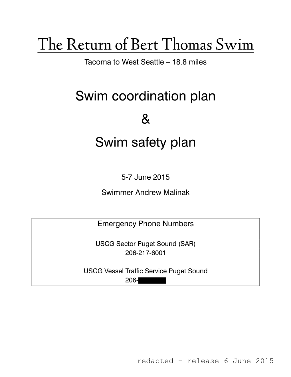 The Return of Bert Thomas Swim