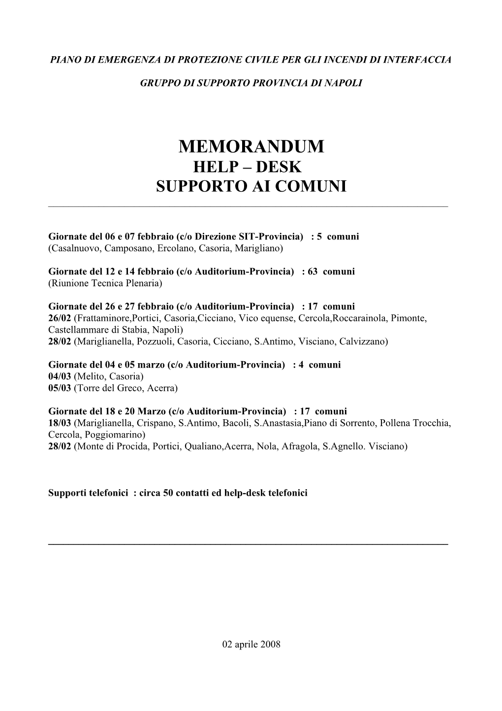 Gruppo Di Supporto Provincia Di Napoli