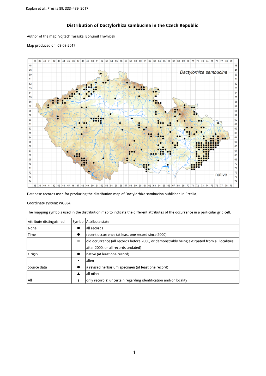 1 Distribution of Dactylorhiza Sambucina in the Czech Republic