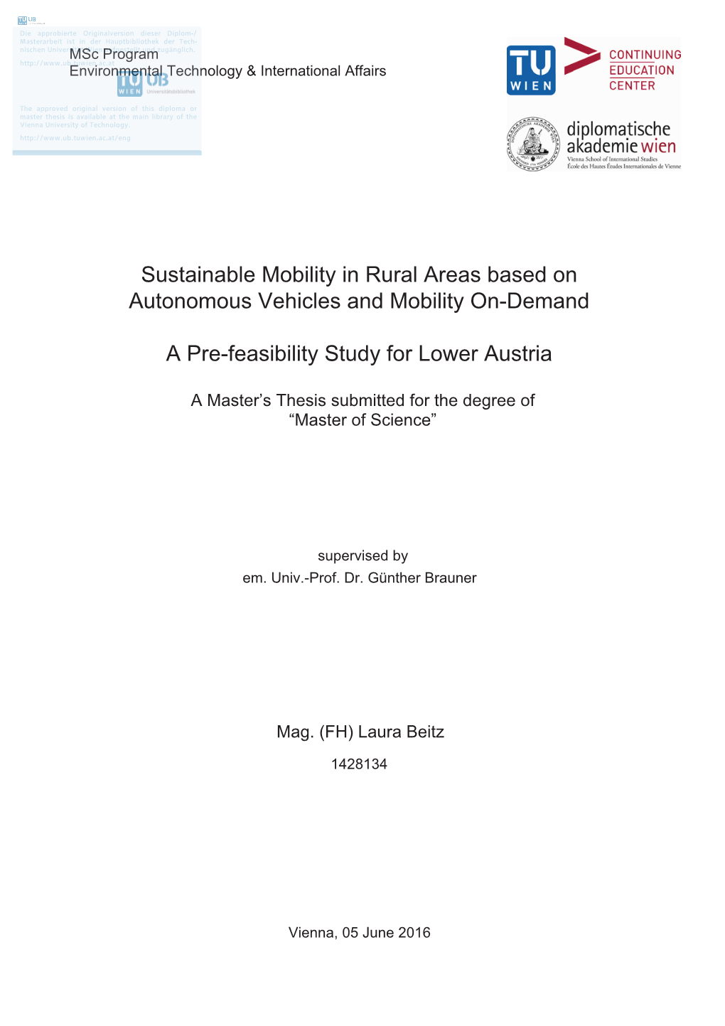 Sustainable Mobility in Rural Areas Based on Autonomous Vehicles and Mobility On-Demand