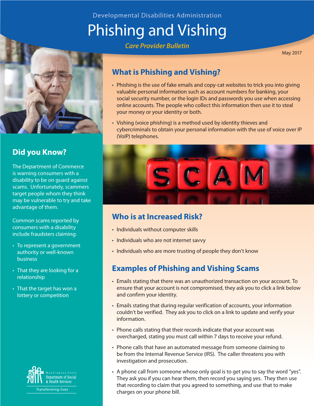 Phishing and Vishing Care Provider Bulletin May 2017