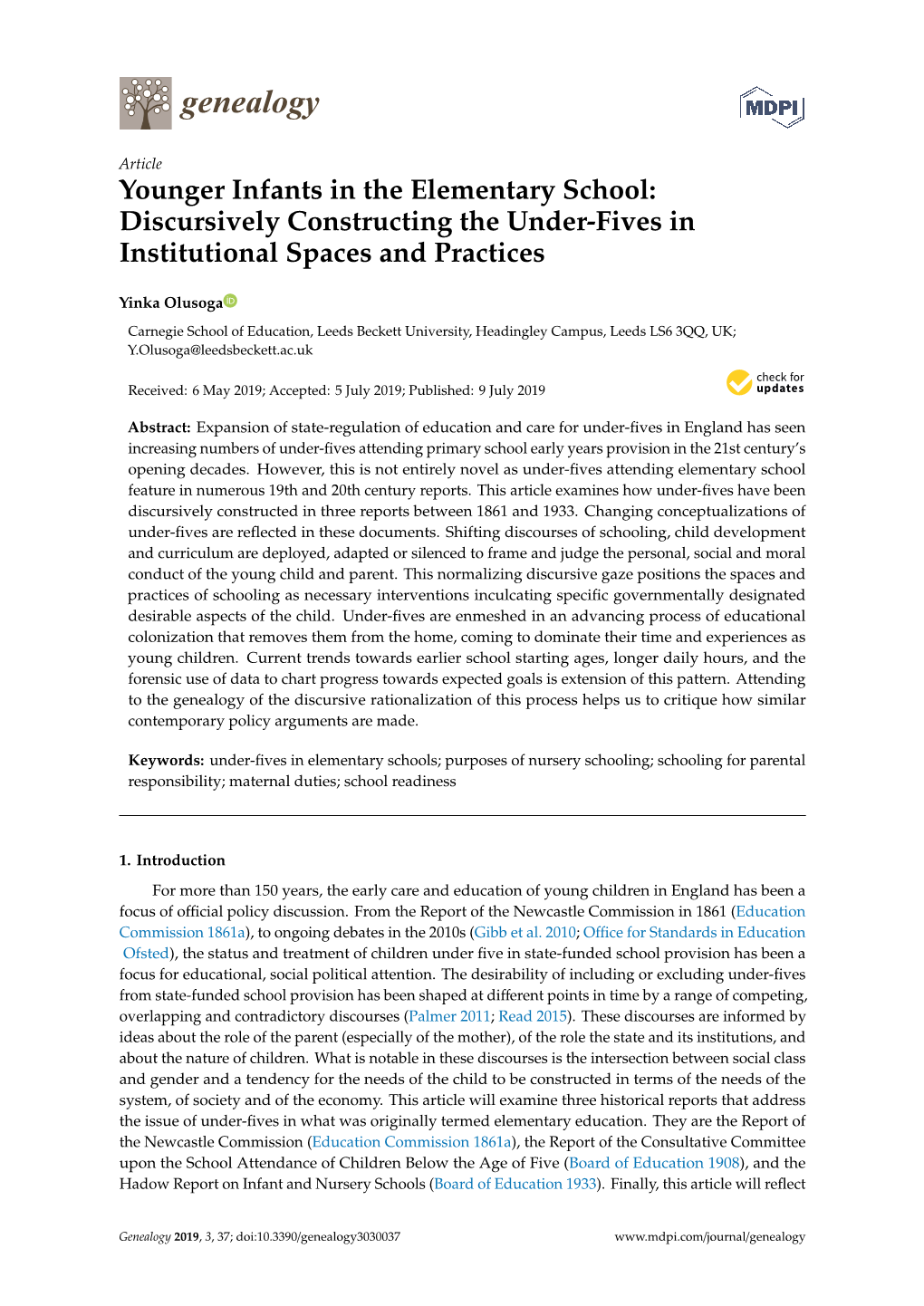 Younger Infants in the Elementary School: Discursively Constructing the Under-Fives in Institutional Spaces and Practices