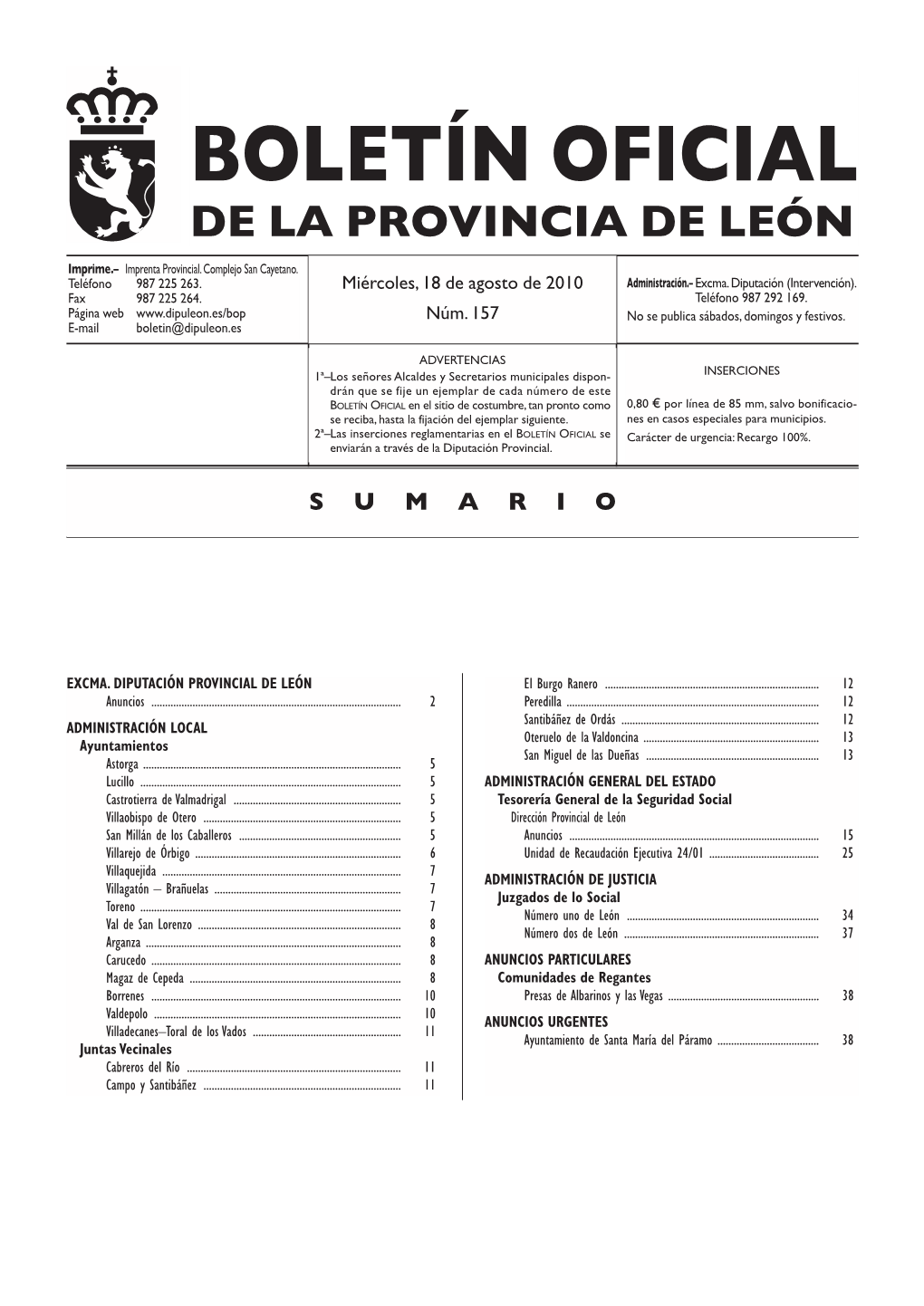 Boletín Oficial De La Provincia De León