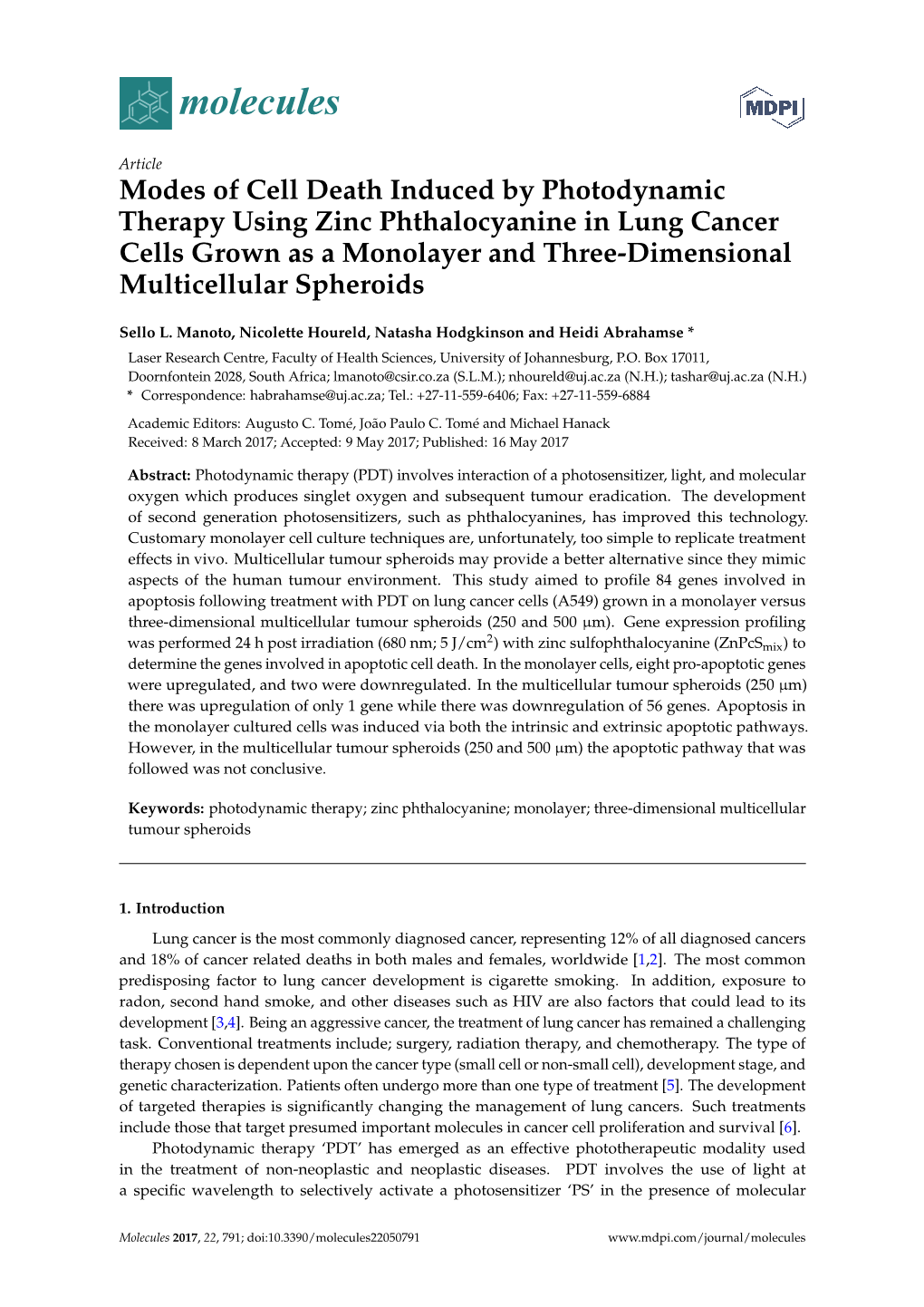 Modes of Cell Death Induced by Photodynamic Therapy Using Zinc Phthalocyanine in Lung Cancer Cells Grown As a Monolayer and Three-Dimensional Multicellular Spheroids