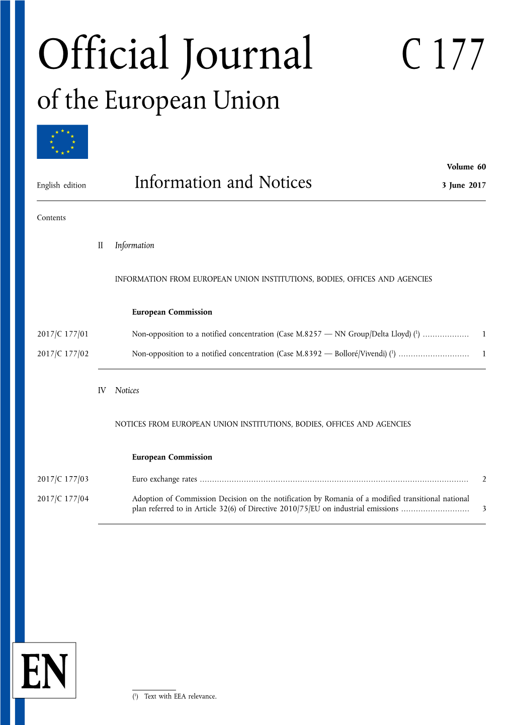Official Journal C 177 of the European Union