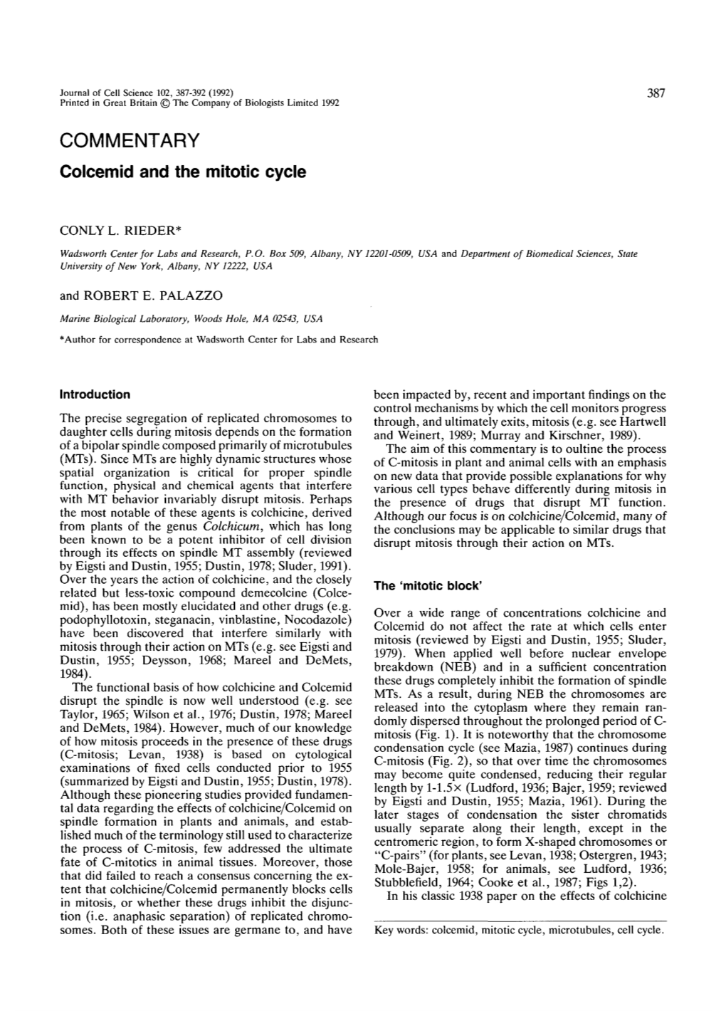 Colcemid and the Mitotic Cycle