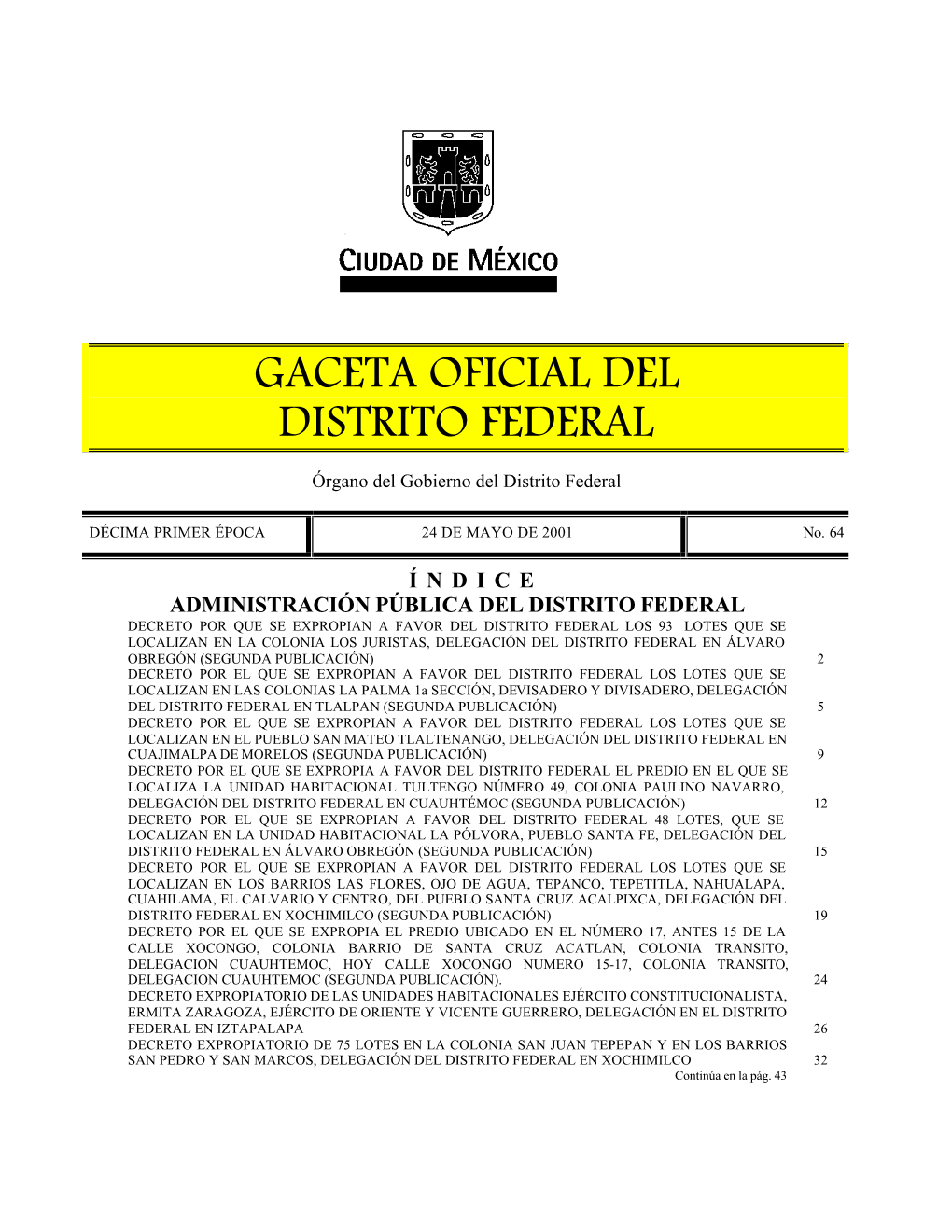 Gaceta Oficial Del Distrito Federal