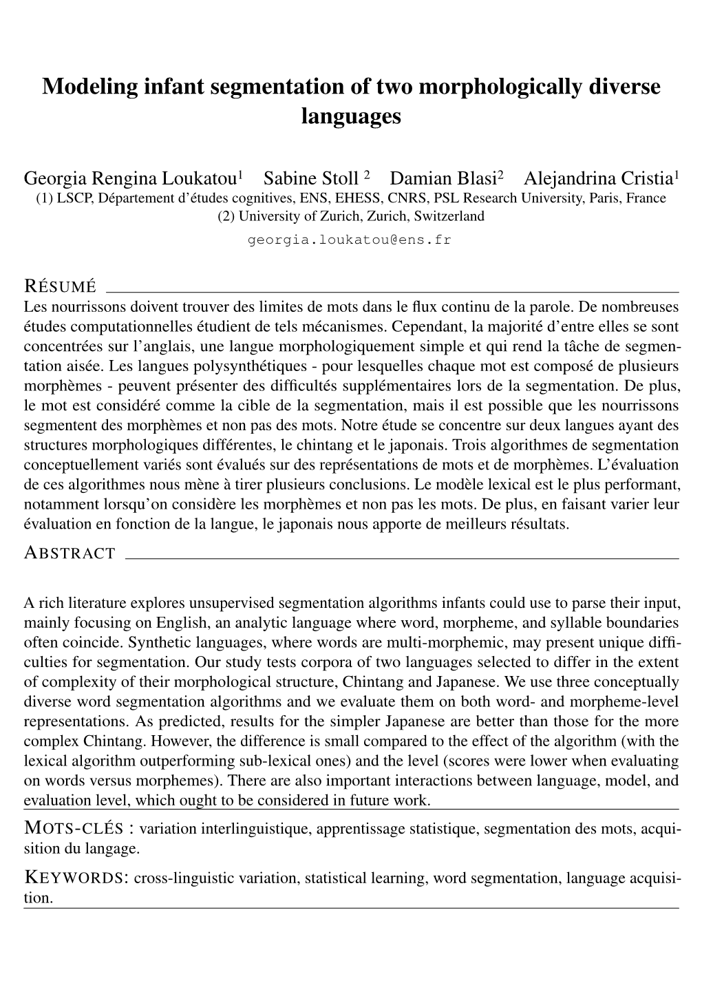 Modeling Infant Segmentation of Two Morphologically Diverse Languages