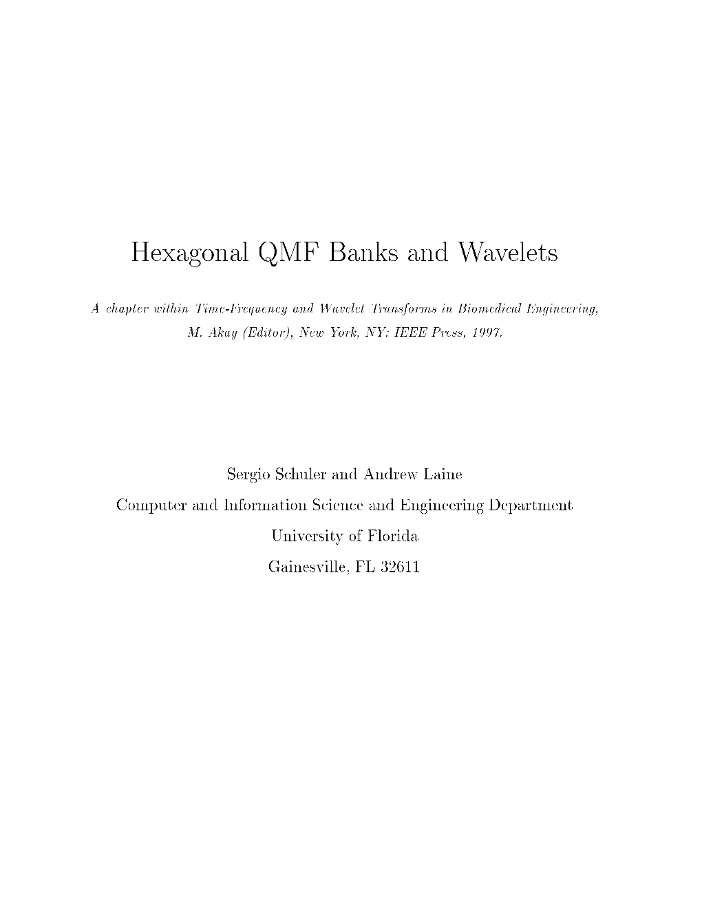 Hexagonal QMF Banks and Wavelets