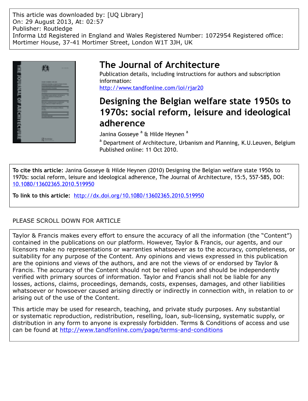 Designing the Belgian Welfare State 1950S to 1970S