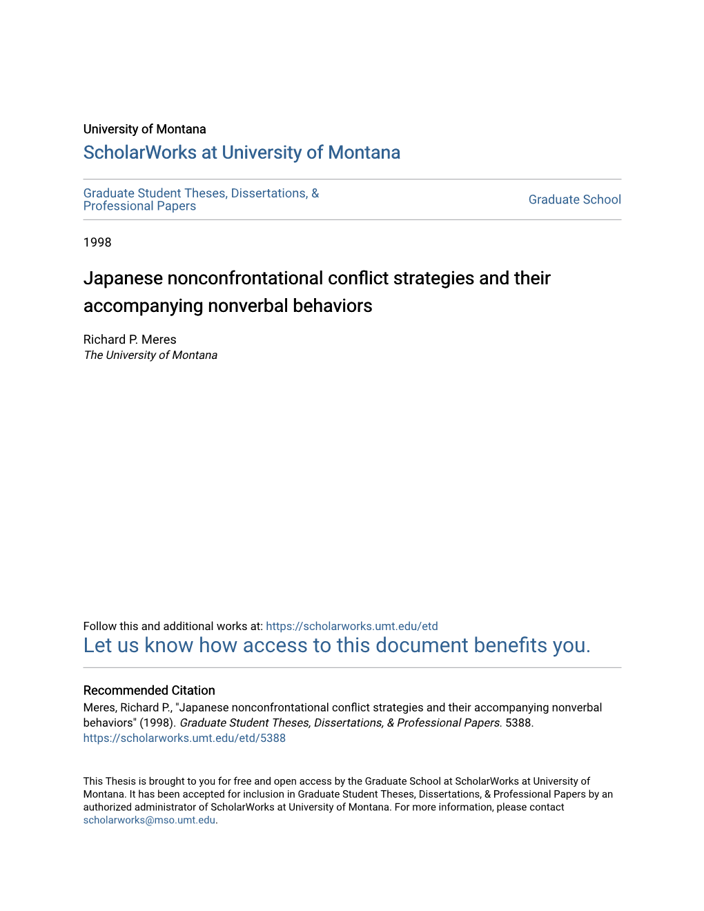 Japanese Nonconfrontational Conflict Strategies and Their Accompanying Nonverbal Behaviors